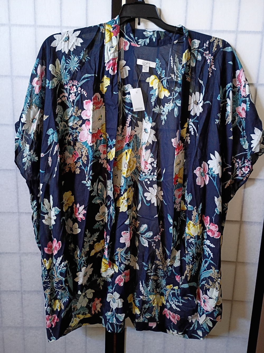 LOFT Navy Floral Kimono/Cover-up